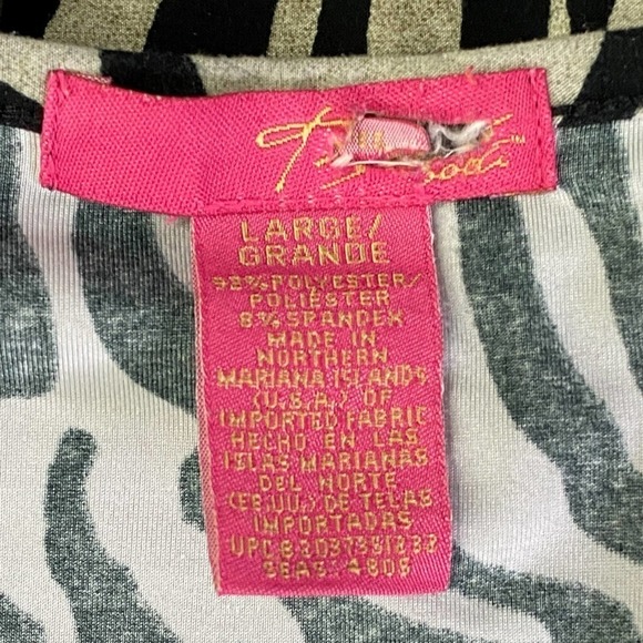 BLACK Tan Zebra Print Long Sleeve Boat Neck Top - Picture 9 of 11